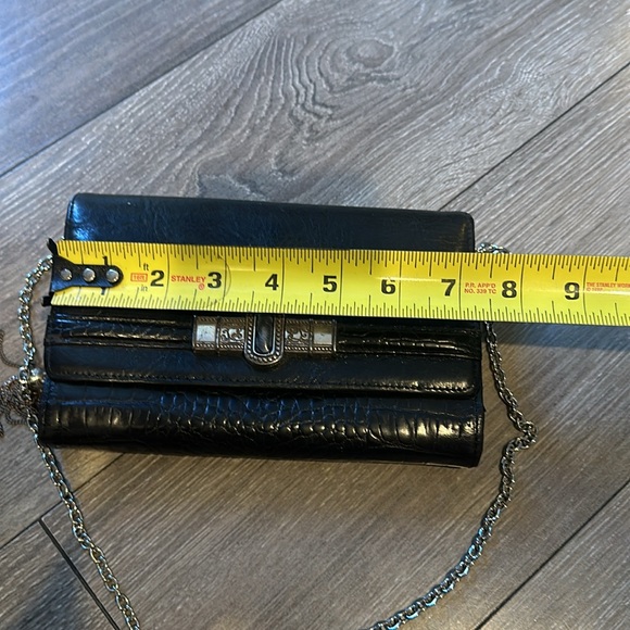 Brighton black leather wallet crossbody with silver hardware. - Picture 12 of 13